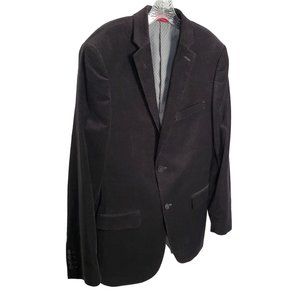 Alfani Mens Size 40L Blazer Sport Coat Slim Fit Velvet Micro Check Black Gray